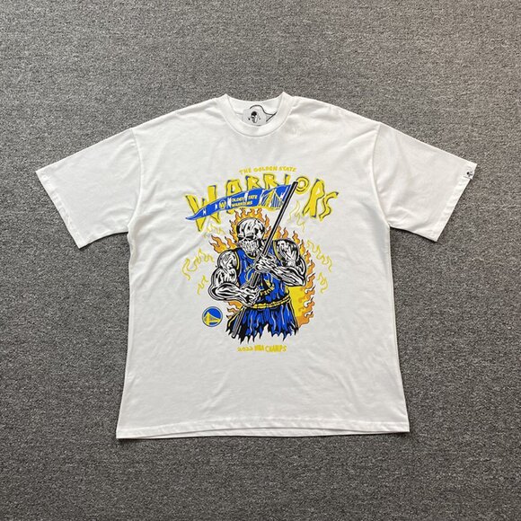 Warren Lotas Golden State Warriors Championship Theme Cool Skull White T